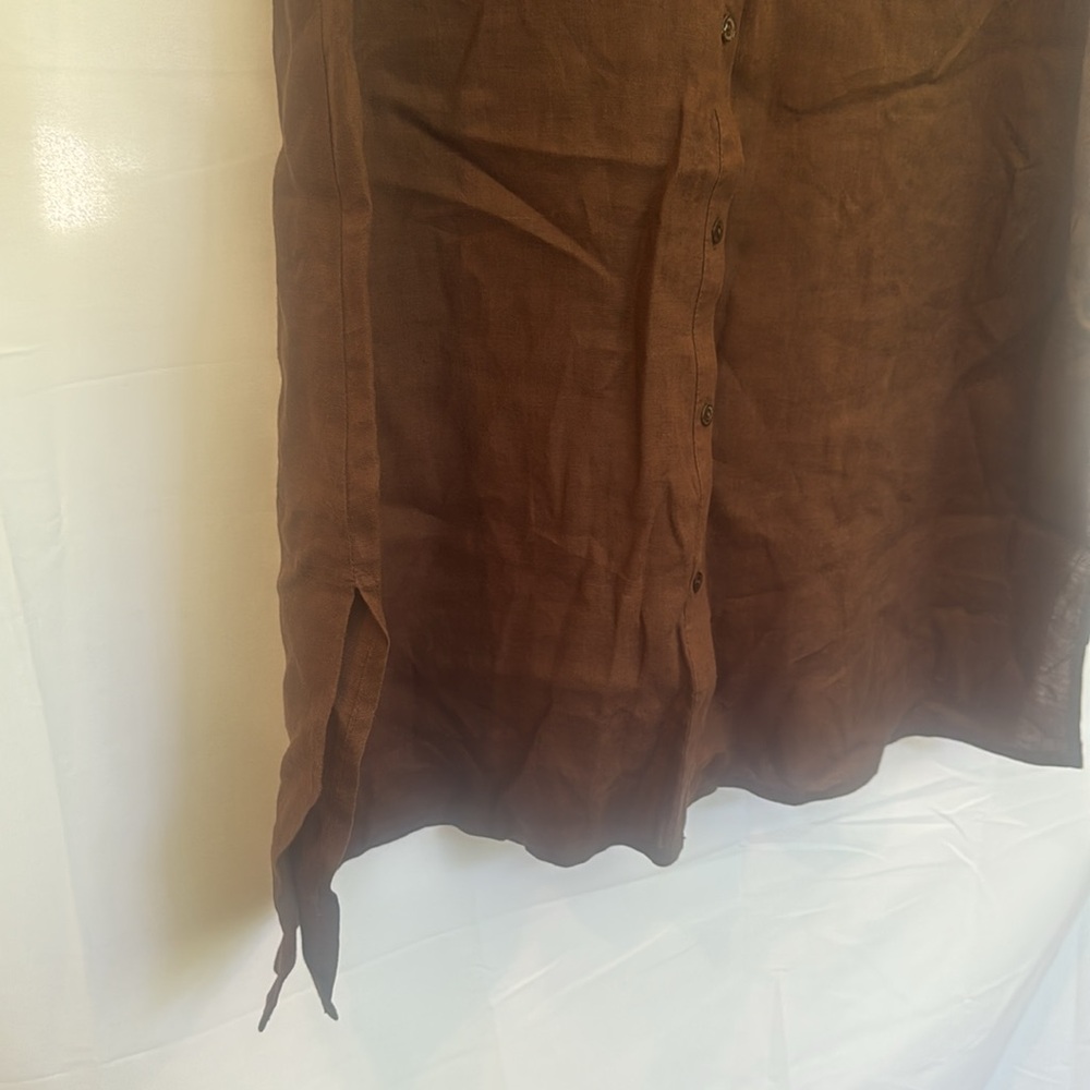 🌿 Eileen Fisher Brown Linen Sleeveless Button-Down Top – Size M - Picture 4 of 5